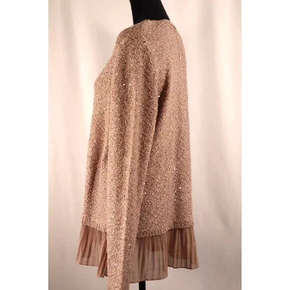 ALFANI by women's Sequin Knit Sweater with Pleated Sheer Hem‎ Size P/XL - Picture 3 of 16